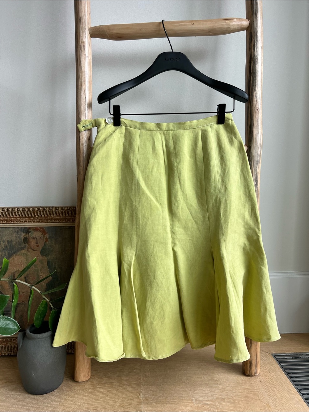 Womens Lime Green Flared Skirt
